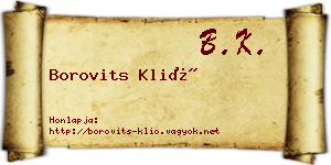 Borovits Klió névjegykártya